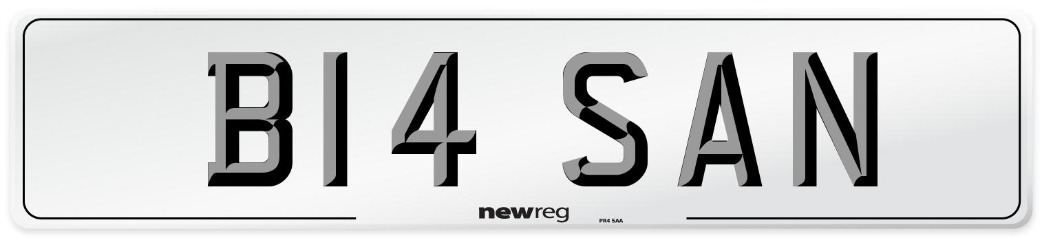 B14 SAN Number Plate from New Reg